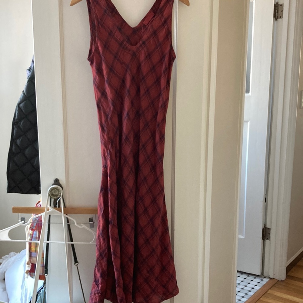 CP Shades Red Plaid Midi Dress